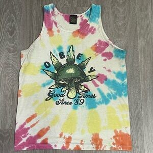 Obey Weed Mushroom Tie-Dye Tank Top Sz. S